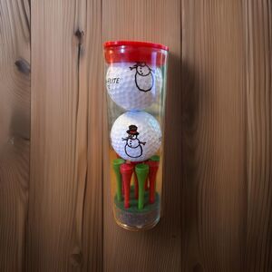 Collectible Top Flite Christmas Snowman Golf Balls And Red Green Tees Gift Set